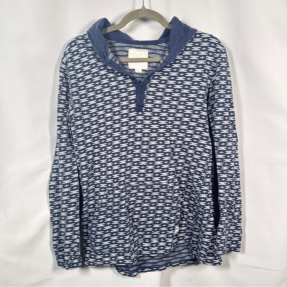 Modern Amusement Men’s Henley Hoodie — Blue Gray Pullover (M) — Streetwear